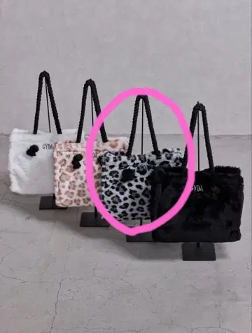 GYDA 에코 퍼 로프 M 토트백 다크 믹스 레오파드 무늬 갸루