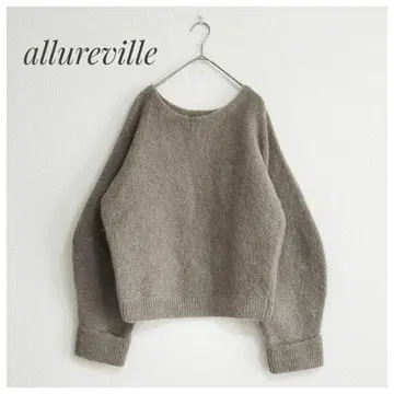 새상품급 allureville 퍼프 슬리브 모헤어 니트 풀오버 브라운