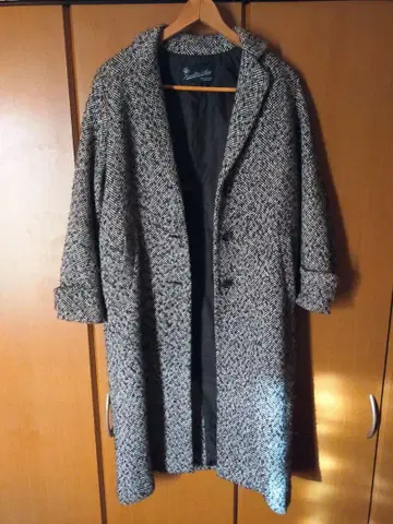 URBANRESEARCH 트위드 롱 코트 블랙 화이트 캐시미어 혼방