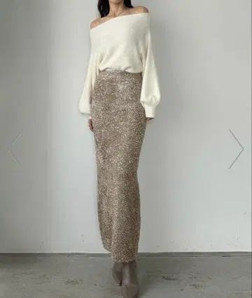 Louere 라메 니트 하이웨스트 펜슬 스커트 샤기