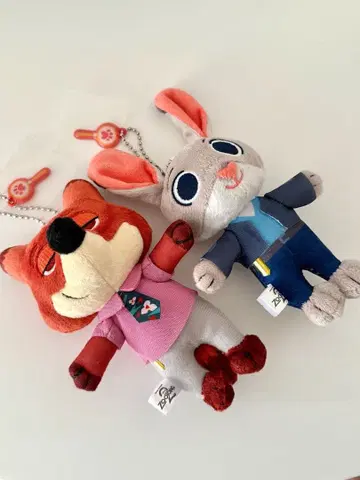 주토피아2 극장판 닉 주디 봉제 인형 볼체인 스트랩