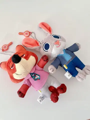 주토피아2 극장판 닉 주디 봉제 인형 볼체인 스트랩