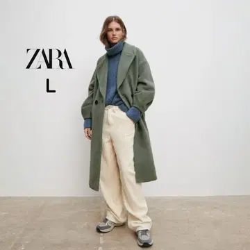 ZARA 오버 사이즈 이탈리아 원단 알파카 혼방 울 코트 L