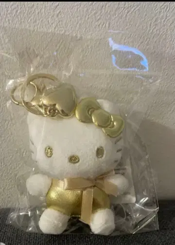 산리오 한국 한정판 헬로키티 골드 봉제 인형 키링