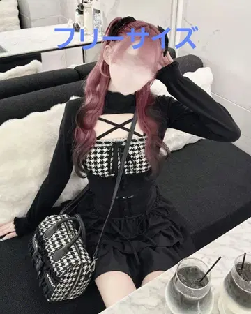 미셸 마카롱 이모 하운드투스 체크 하이넥 앙상블 상의 허니 뮤우 F