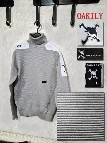 OAKLEY 그레이 스트라이프 스웨터 L