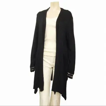 새상품급 코자노스트라 블랙 울&실크 혼방 롱 기장 겉옷 니트 가디건 L