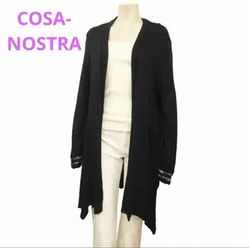 새상품급 코자노스트라 블랙 울&실크 혼방 롱 기장 겉옷 니트 가디건 L