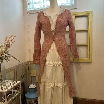 메틀리제 니트 롱 가디건 로즈 핑크 일본제