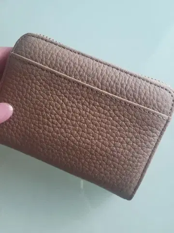 브라운 가죽 접이식 지갑 골드 지퍼