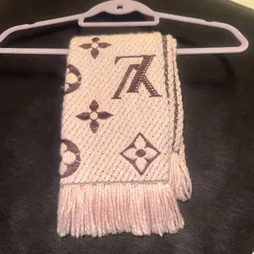 핑크 로고 니트 머플러