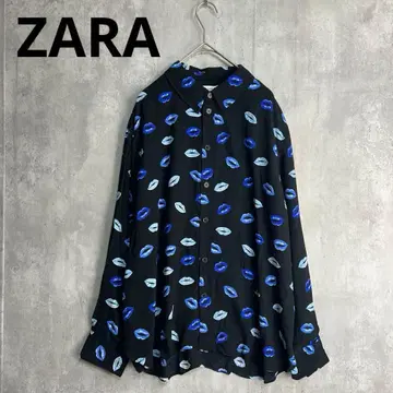 ZARA 립 패턴 립 블랙 파랑 셔츠 긴팔 개성있는 봄/가을/겨울