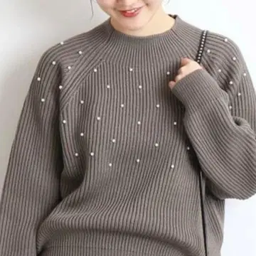 이에나 IENA 펄 니트 풀오버 카키 하이넥