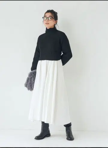 ungrid 백리본 니트 세트 원피스