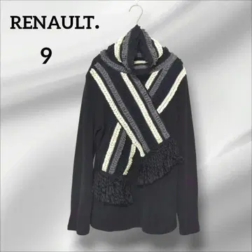 르노 니트 스웨터 프린지 장식 스톨 디자인 블랙 9