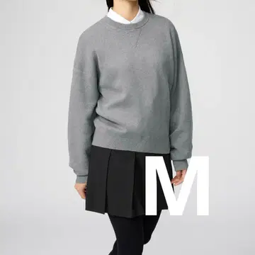 유니클로 스무스 코튼 크루넥 스웨터 그레이 M