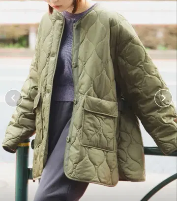 레이빔스 퀼팅 노카라 블루종