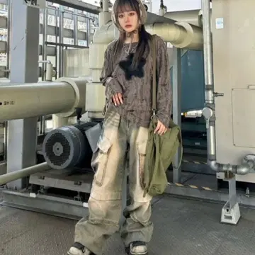 [ 미사용 새상품 ] XU 네버 마인드 더 XU 그런지 카고 데님 팬츠