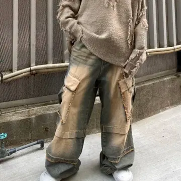 [ 미사용 새상품 ] XU 네버 마인드 더 XU 그런지 카고 데님 팬츠