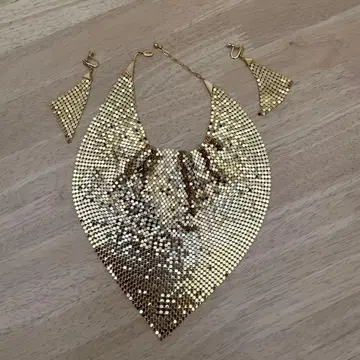 빈티지 골드 디스크 목걸이와 귀찌 세트