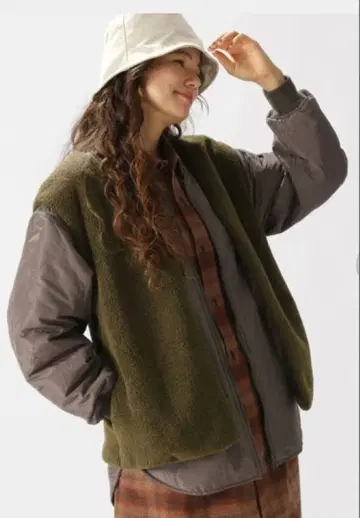 [ niko and - ] 멀티WAY 보아 세트 코트 블루종 카키 L