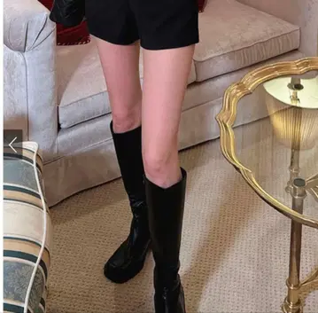 블랙 롱 부츠 약 7cm 힐