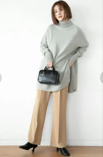 택 포함 미사용 새상품 아파트바이 7 GWNy 터틀 니트 판초 그레이 울