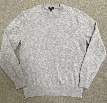 새상품급 유니클로 캐시미어 100% 크루넥 스웨터 M 그레이 남성용