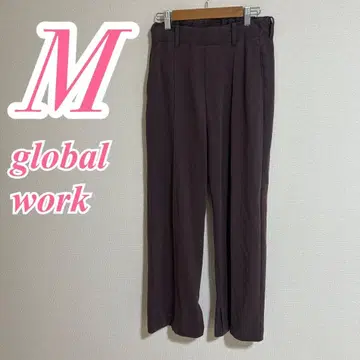 글로벌 워크 퍼플 와이드 팬츠 M 밴딩 롱 기장 캐주얼