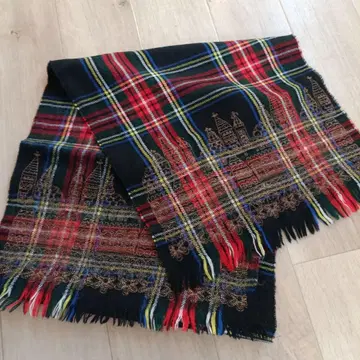 제인 마플 타탄 체크 자수 머플러