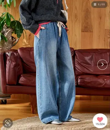 새상품 FREAK'S STORE 데님 와이드 팬츠 숏