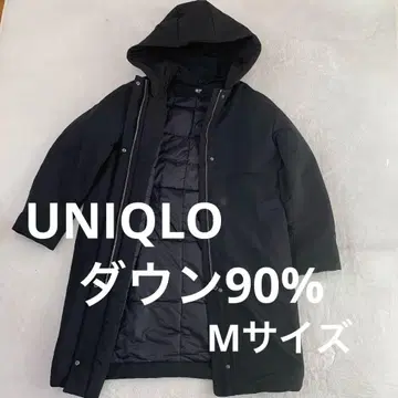 UNIQLO 유니클로 하이브리드 다운 코트 M 블랙 다운 90%
