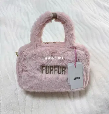 FURFUR 에코 퍼 스퀘어 보스턴 백 핑크