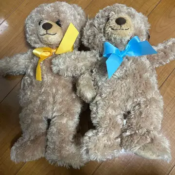 베이지 리본 포함 봉제 인형 2체 세트