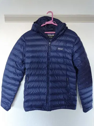 patagonia 후드 부착 다운 자켓 S 네이비