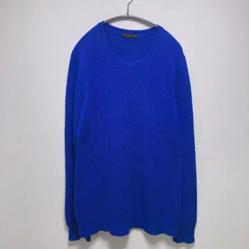 에스트네이션 파란색 크루넥 니트 스웨터 시스루 메쉬