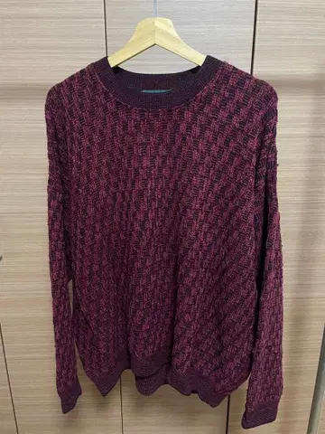 버건디 뜨개질 니트 스웨터