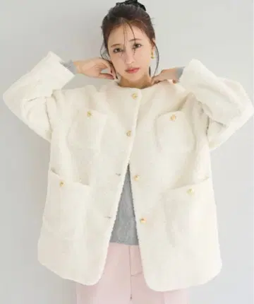 coca 푸들 보아 금장 버튼 노카라 코트