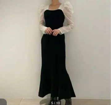 FRAY I.D 오간자 슬리브 머메이드 원피스