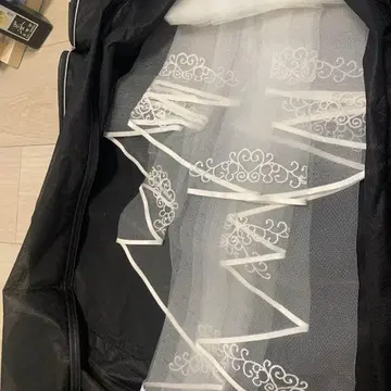 화이트 웨딩 베일 레이스 장식 미키&미니 베일 미키