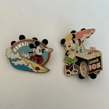하와이 앤티크 미키 미니 하와이 핀 배지 세트