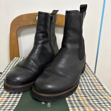 히미코 Vibram 블랙 가죽 사이드 고어 부츠