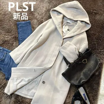 택 포함 새상품*PLST 플라스테 울 모사 후드 코트 울 S
