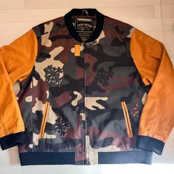 AKOO 카모플라쥬 바시티 자켓 가죽 슬리브 3XL