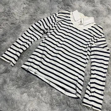 [ Glenmipt ] 스트라이프 버튼 다운 옷깃 T셔츠