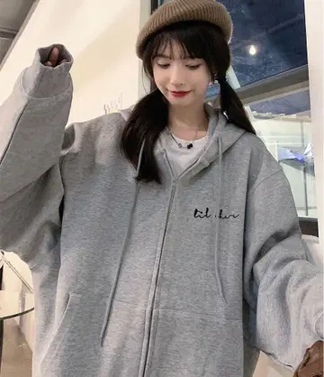 미니 로고 오버 사이즈 긴팔 후디 맨투맨 후드티 지퍼 후드티