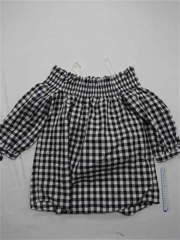 케이트 스페이드 H317 깅엄 체크 오프숄더 블라우스 XS