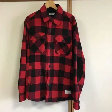 CANTON 레드 블랙 체크 플란넬 셔츠 자켓 L 사이즈