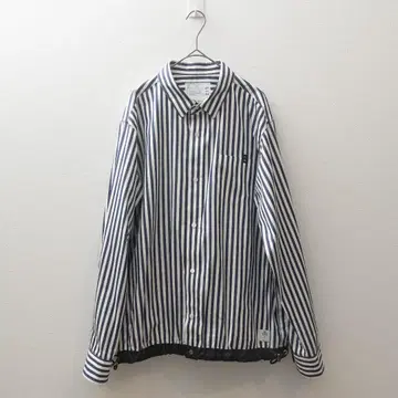 sacai x THOMAS MASON 스트라이프 셔츠 밑단 드로 코드