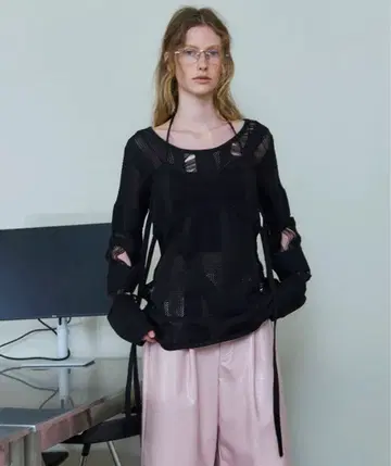 MAISON SPECIAL Random Mesh Knit Tops